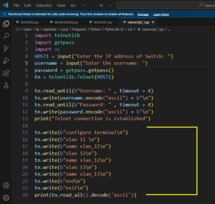 How to Create Multiple VLANs with Python Script - CCNA Practical Labs