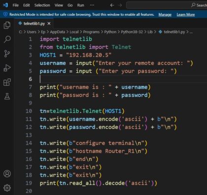 Getting Started Router Access Through Telnet Python Scripts - CCNA ...