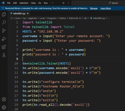 Getting Started Router Access Through Telnet Python Scripts - CCNA ...
