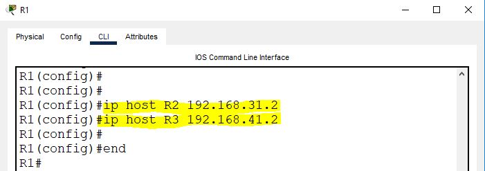 configure hostname of R2 and R3 at R1
