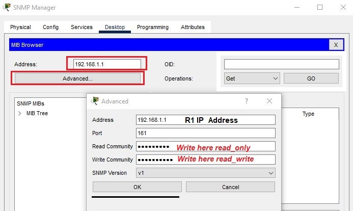 Assign IP and string in MIB Browser