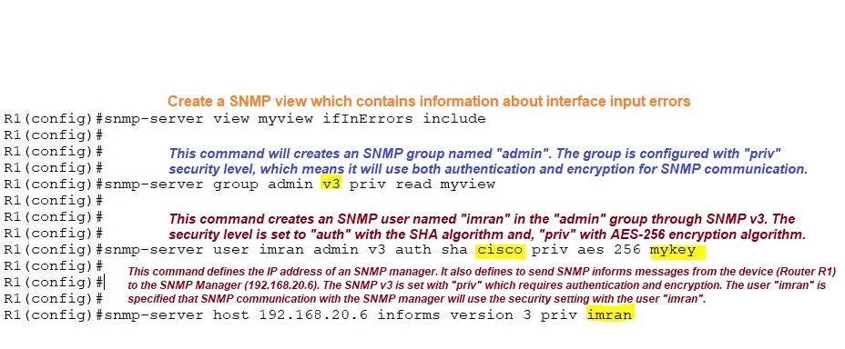 SNMP v3 configuration