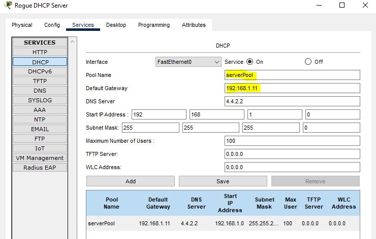 configuring rogue dhcp server 