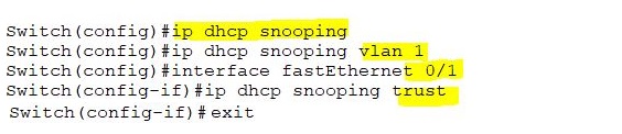 configuring dhcp snooping