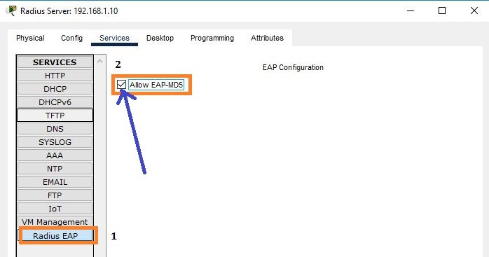 configure EAP in AAA