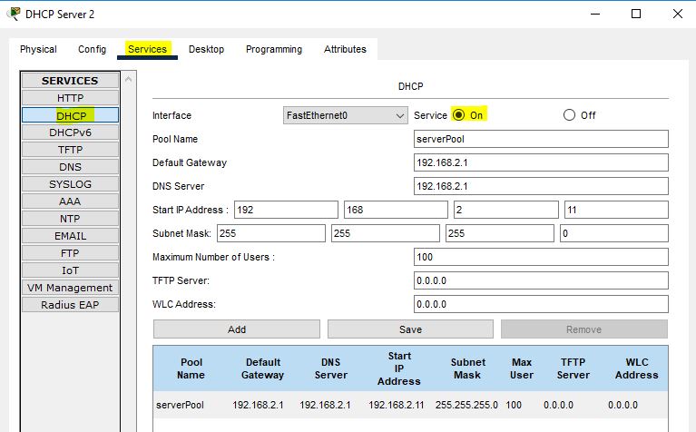  configure 2nd dhcp server