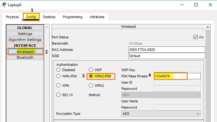  Setup password on Laptop6 to connected to WAP2
